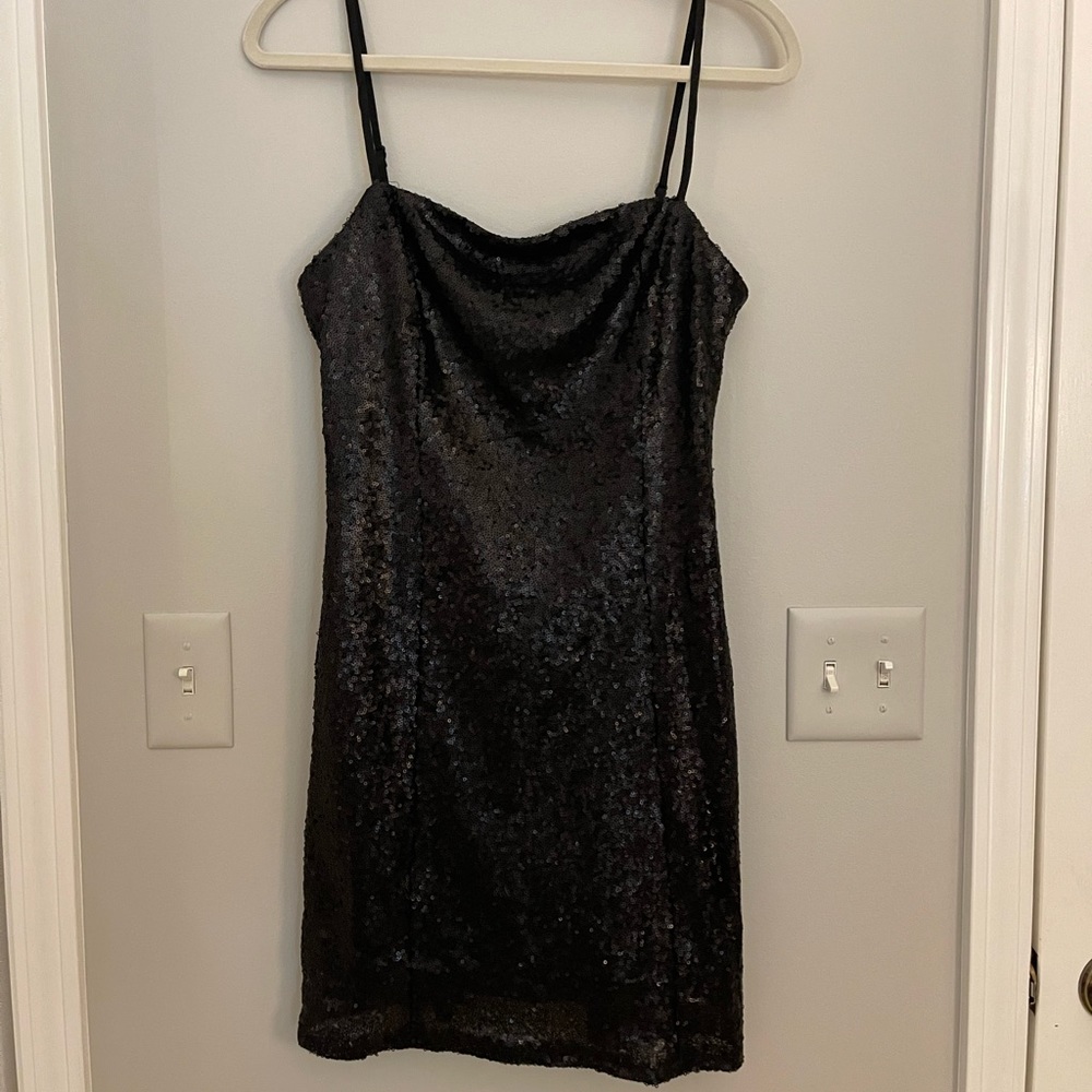 Black sequin body-con dress